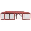 Party Tent with 8 Mesh Sidewalls Red 29.5'x13.1' HDPE