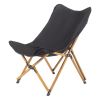 2pcs Folding Outdoor Camping Chair, Portable Stool for Fishing Picnic BBQ, Ultra Light Aluminum Frame with Wood Grain Accent, Black