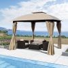 10x10 Ft Outdoor Patio Garden Gazebo Canopy;  Outdoor Shading;  Gazebo Tent With Curtains