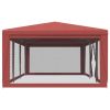 Party Tent with 8 Mesh Sidewalls Red 29.5'x13.1' HDPE