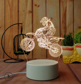 Led night light owl 3D table lamp can touch colorful (Option: Motocross-Seven color touch 4W)