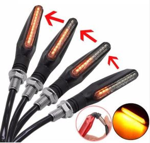 2021 Newest 4x Universal flowing water flickering led motorcycle turn signals Indicators Flexible Blinkers Foldable Amber light lamp (Option: 2 pcs)