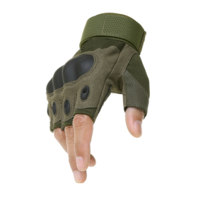 Tactical Hard Knuckle Fingerless Gloves For Hunting Shooting Airsoft Paintball (Color: Green, size: XL)