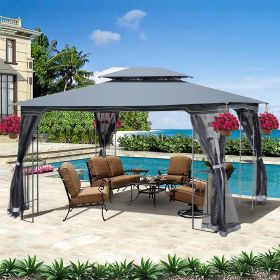 13x10 Outdoor Patio Gazebo Canopy Tent With Ventilated Double Roof And Mosquito net(Detachable Mesh Screen On All Sides); Suitable for Lawn;  Garden; (Color: gray)